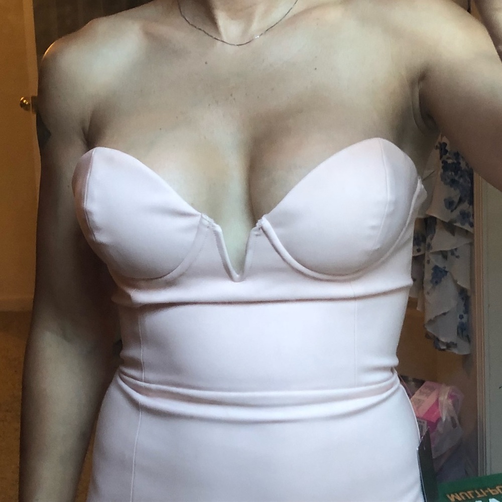 NWT Bebe 00 midi soft pink strapless dress